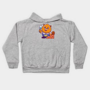 Cute Beaver Construction Cartoon (2) Kids Hoodie